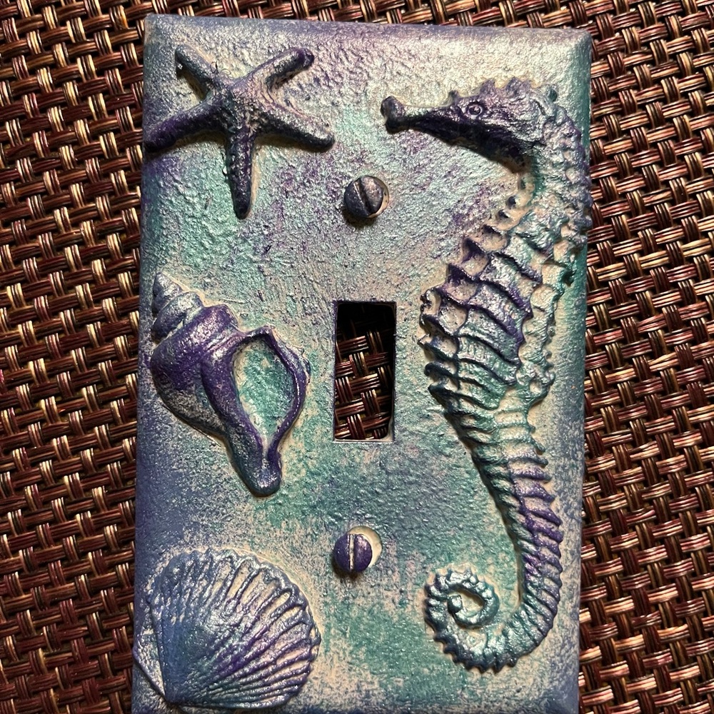 Custom Seahorse and Starfish Design Light Switch Cover